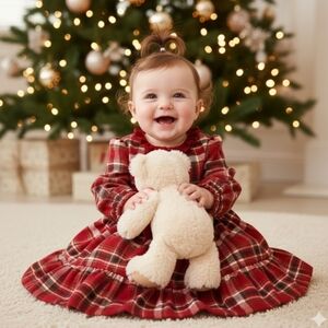 Tommy Bahama Classic Red Tartan Christmas Dress for Baby Girl Size 12 Months